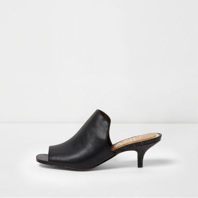 River Island Womens Kitten Heel Peep Toe Mules