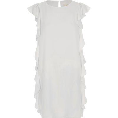 River Island Womens White Side Frill Swing Dress