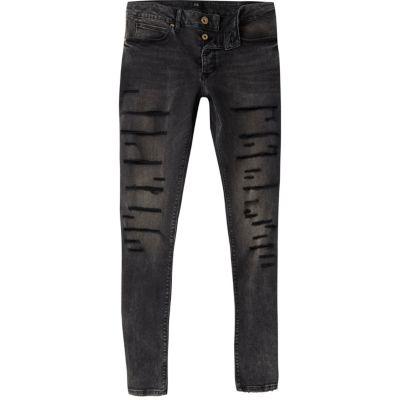 River Island Mens Ollie Super Skinny Spray On Rip Jeans