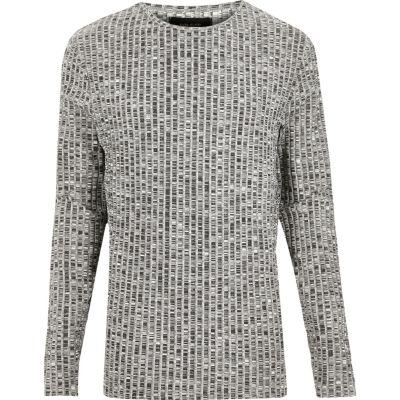 River Island Mensgrey Chunky Ribbed Slim Fit Top