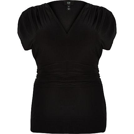 River Island Womens Plus V Neck Tie Waist Top