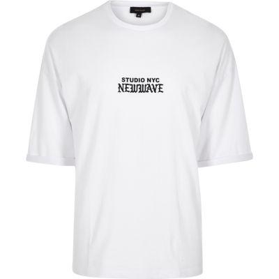 River Island Mens White New Wave Oversized T-shirt