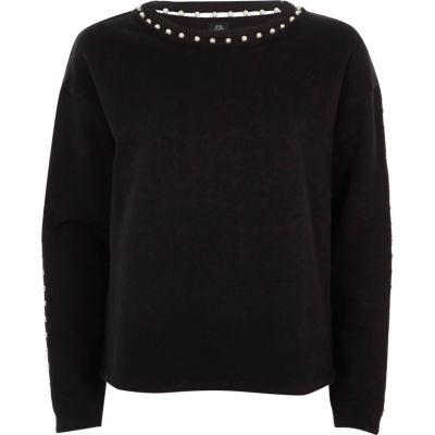 River Island Womens Faux Pearl Embellished Sweatshirt