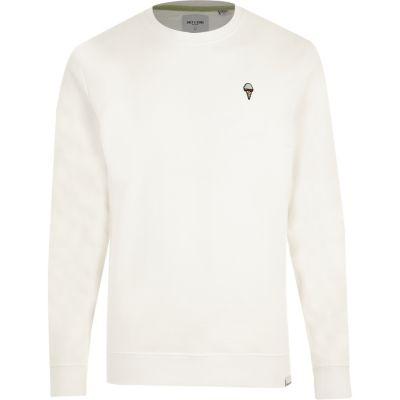River Island Mens White Only And Sons Embroidered Sweatshirt