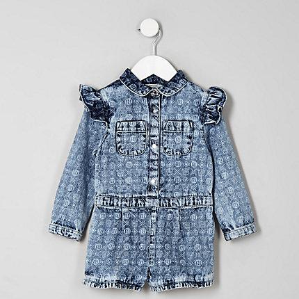 River Island Mini Girls Ri Monogram Playsuit