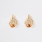 River Island Womens Gold Color Folded Shell Stud Earrings