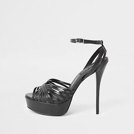 River Island Womens Leather Platform Skinny Heel Sandal