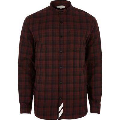 River Island Mens Check Back Print Grandad Shirt