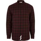 River Island Mens Check Back Print Grandad Shirt