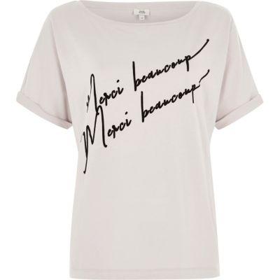 River Island Womens 'merci Beaucoup' Flocked Slouch T-shirt