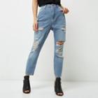 River Island Womens Petite Ripped Mom Jeans