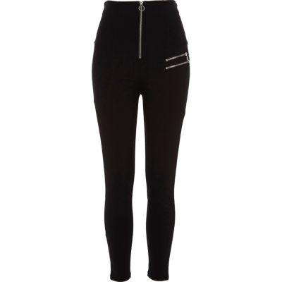 River Island Womens High Waisted Zip Detail Leggings