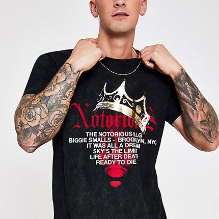 River Island Mens Biggie Smalls T-shirt
