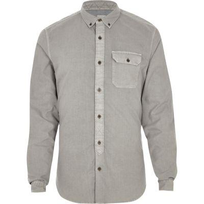 River Island Mens Washed Slim Fit Button-down Shirt