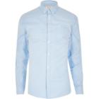 River Island Mensblue Casual Oxford Muscle Fit Shirt