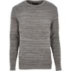 River Island Mensgrey Textured Waffle Jumper