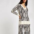 River Island Womens Snake Print V Neck Jumper