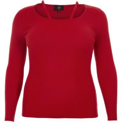 River Island Womens Plus Cut Out Neck Jumper