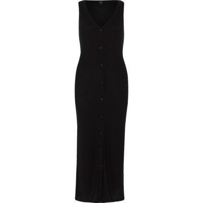 River Island Womens Sleevless Ribbed Button-up Maxi Dress
