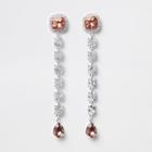 River Island Womens White Silver Tone Diamante Drop Earring