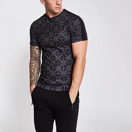 River Island Mens Ri Diamond Print Slim Fit T-shirt