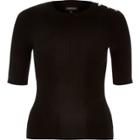 River Island Womens Ribbed Button Shoulder Knitted Top