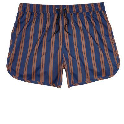 River Island Mens Stripe Runner Style Swim Trunks