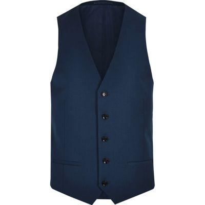 River Island Mensblue Suit Waistcoat
