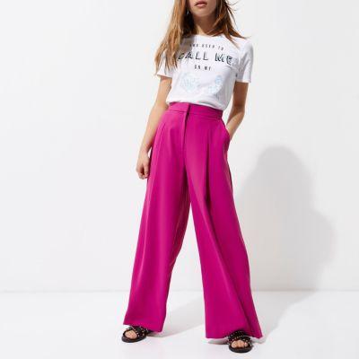 River Island Womens Petite Wide Leg Trousers