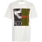 River Island Womens White Print Slash Back T-shirt