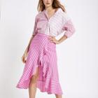 River Island Womens Stripe Frill Hem Skirt