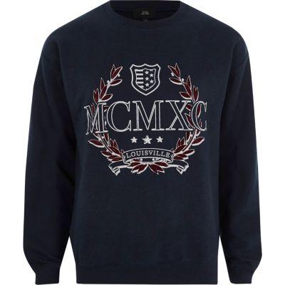 River Island Mens 'mcmx' Flock Print Sweatshirt