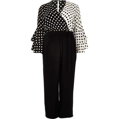 River Island Womens Plus Polka Dot Wrap Wide Leg Jumpsuit