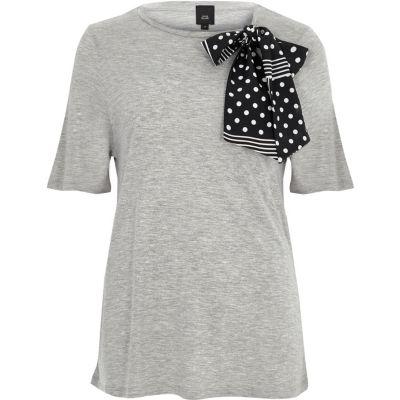 River Island Womens Marl Polka Dot Scarf Bow Top