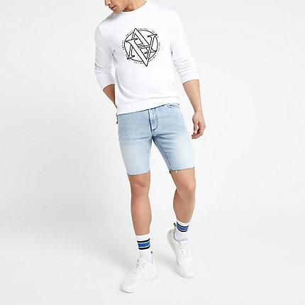 River Island Mens Sid Distressed Skinny Shorts