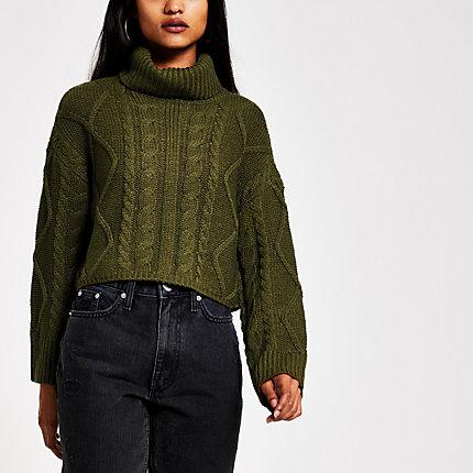River Island Womens Petite Roll Neck Cropped Jumper
