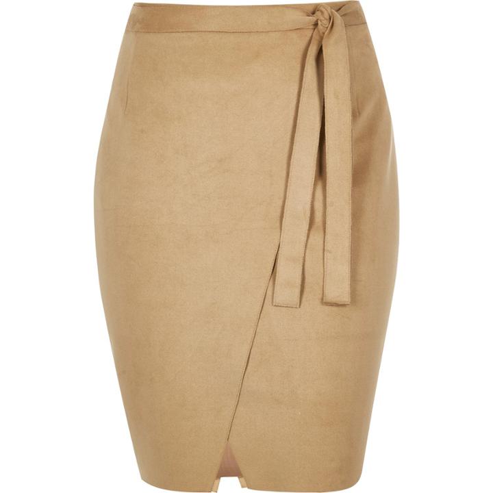River Island Womens Ri Plus Faux Suede Wrap Skirt