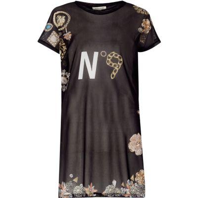 River Island Womens Print Mesh Oversized T-shirt