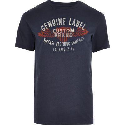River Island Mensnavy Vintage Look T-shirt