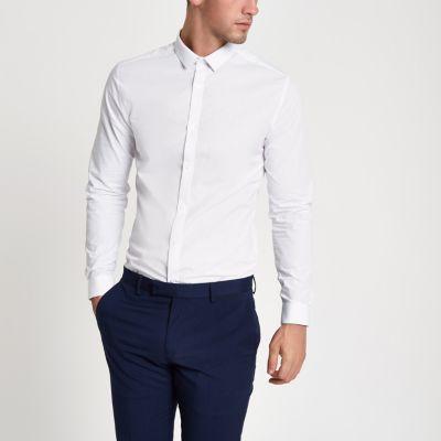 River Island Mens White Long Sleeve Slim Fit Shirt