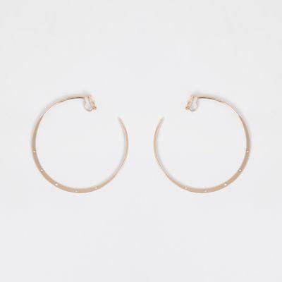 River Island Womens Gold Tone Clip On Hoop Earrings