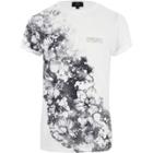 River Island Mens White Floral Splatter Slim Fit T-shirt