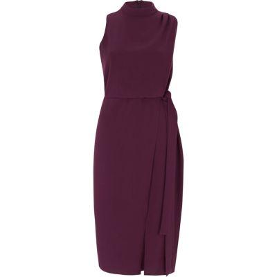 River Island Womens High Neck Sleeveless Wrap Dress