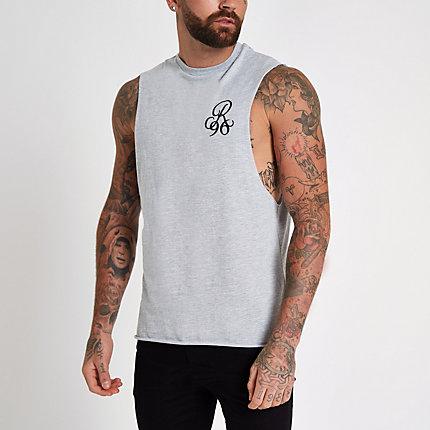 River Island Mens R96 Print Tank Tank