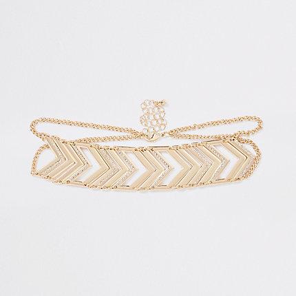 River Island Womens Gold Tone Chevron Rhinestone Pave Choker