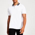 River Island Mens White Slim Fit Check Print Collar Polo Shirt