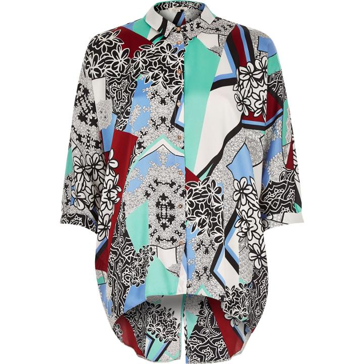 River Island Womens Print Open Wrap Back Shirt