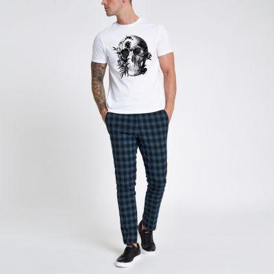 River Island Mens Check Skinny Fit Trousers