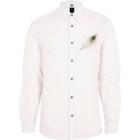 River Island Mens White Peacock Embroidered Slim Fit Shirt