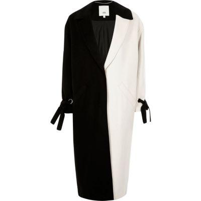 River Island Womens White And Colour Block Tie Cuff Coat